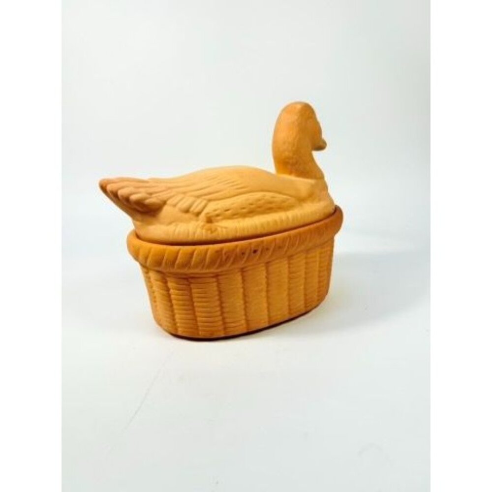 Lidded Casserole Duck on Nest Terra Cotta Baking Dish Vintage Kitchen Decor Clay - Picture 6 of 15